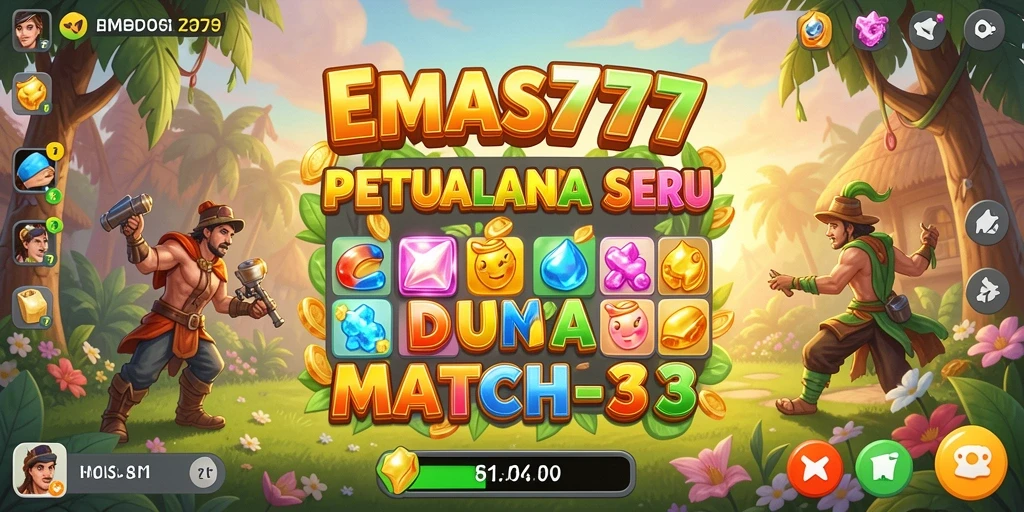 Screenshot gameplay seru di EMAS777 dengan kombinasi Match-3 yang menghijau.