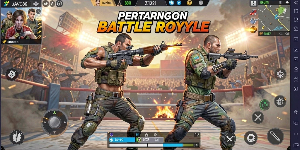 Tampilan gameplay seru dalam <strong>JAVO88</strong> yang penuh aksi Battle Royale.